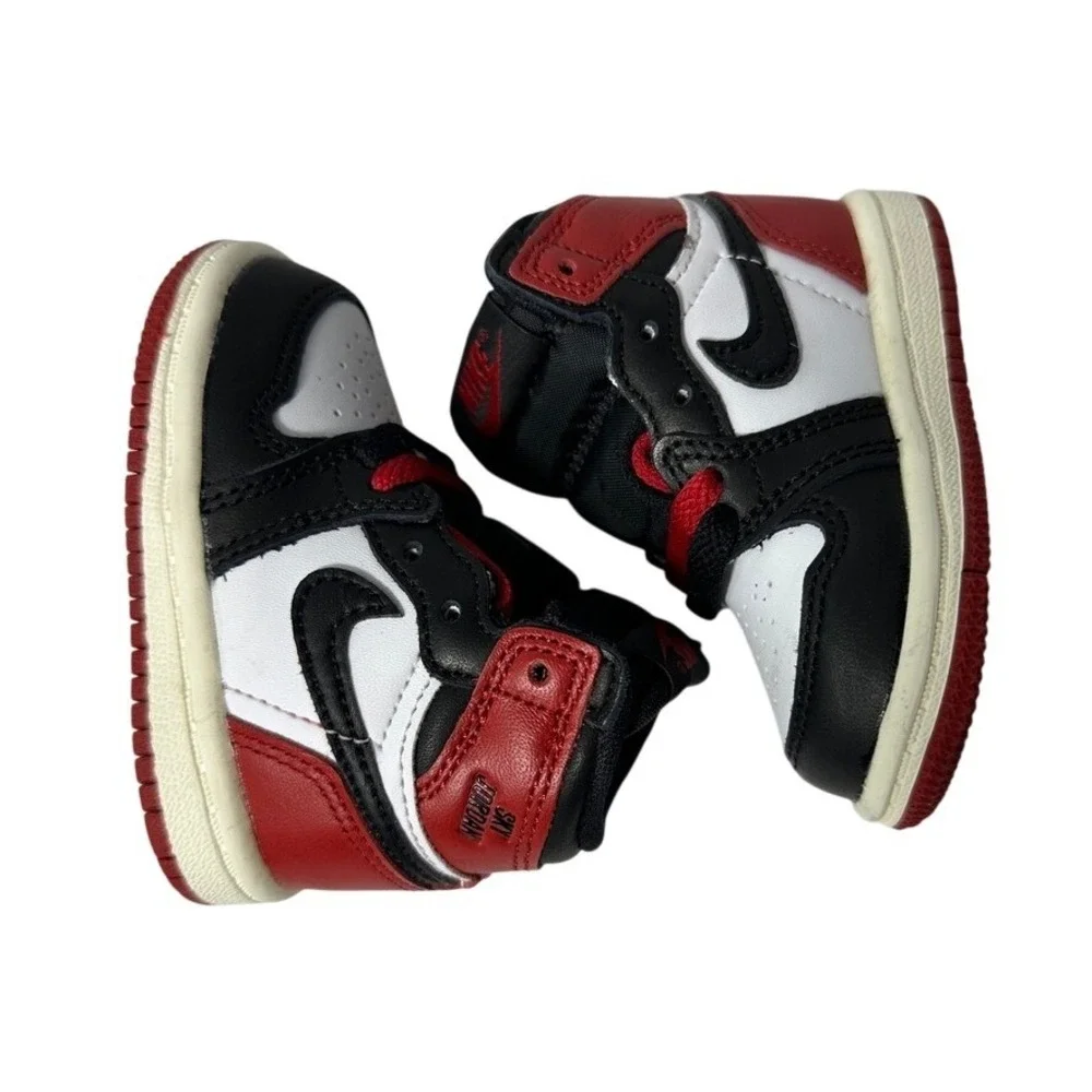 Air Jordan Retro 1 High OG Black Toe‎ Toddler Size 3 White Varsity Red FD1413106